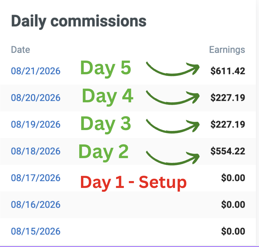 Day 5 daily commissions results